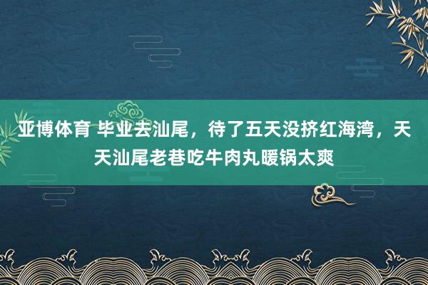 亚博体育 毕业去汕尾，待了五天没挤红海湾，天天汕尾老巷吃牛肉丸暖锅太爽