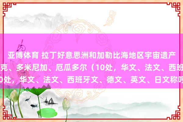 亚博体育 拉丁好意思洲和加勒比海地区宇宙遗产（八）：古巴、多米尼克、多米尼加、厄瓜多尔（10处，华文、法文、西班牙文、德文、英文、日文称呼）