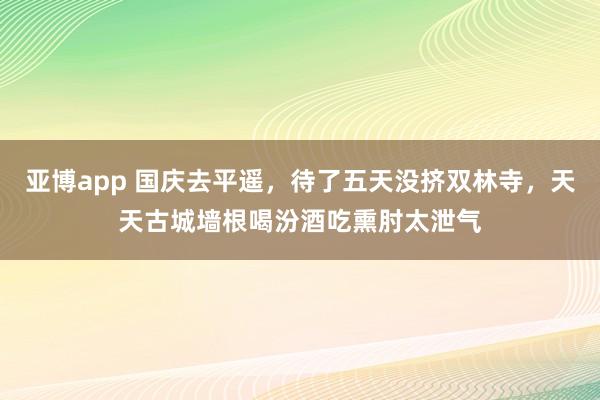 亚博app 国庆去平遥，待了五天没挤双林寺，天天古城墙根喝汾酒吃熏肘太泄气